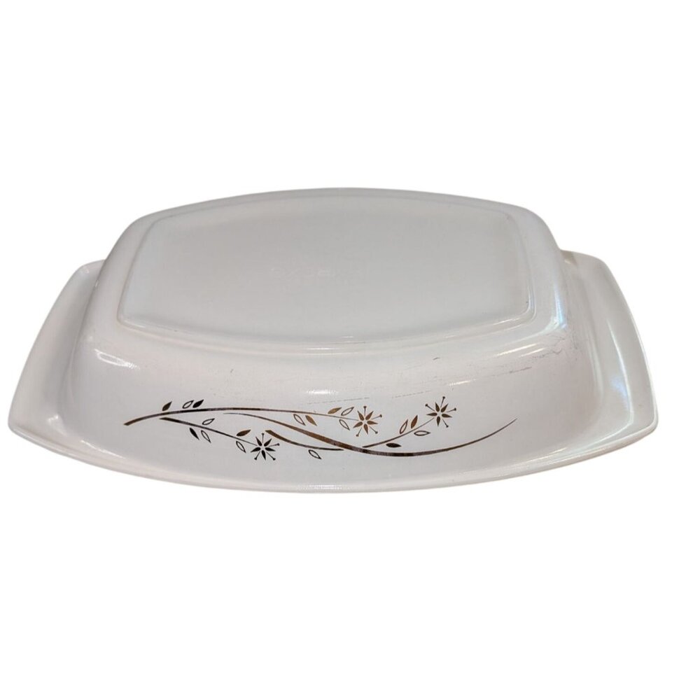 Vintage Pyrex Golden Honeysuckle 1 1/2 Qt Casserole Dish Lid White Bakeware - Picture 2 of 16